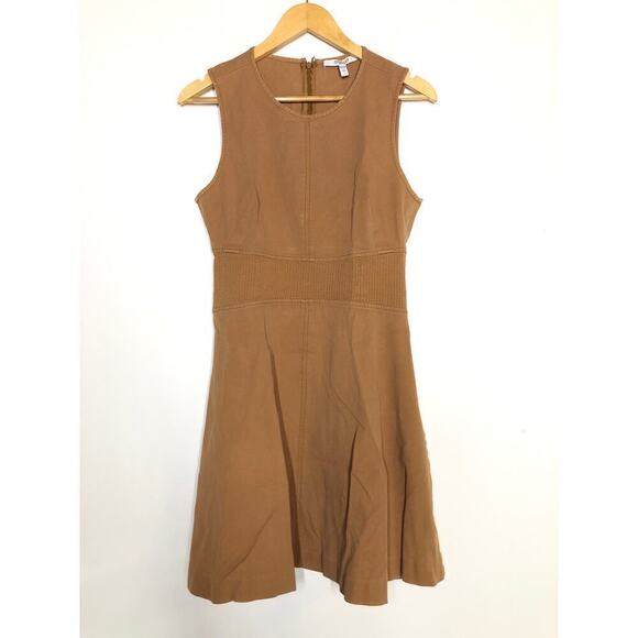 Derek Lam 10 Crosby Corset Waist Dress Fit and Flare Sleeveless Mini Camel Tan 8 - Picture 6 of 14
